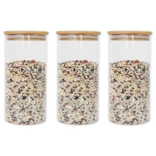 PPLK Glass Storage Tank Kitchen Transparent Dried Fruit Miscellaneous Grains Jar Tea Storage Bottle Food Sealed Cans,Clear,C