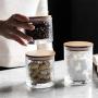 Glass Sealed Can with Bamboo Cover Tea Snacks Storage Jars Coffee Beans Storage Tank Home Kitchen Food Container,S