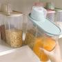 Storage Container With Flip Top Lid,Airtight Food Storage Container Set Double-Grid,Cereal Storage Container Set With With Scale,One Can Dual Purpose,4PCS-1.9L