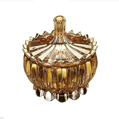 HOUSIYU Glass Jar Round Transparent Candy Jar Food Storage Container, Snack Storage Dried Fruit Box, Suitable for Kitchen and Family Organization, Gold HOUSIYU Glass Jar Round Transparent Candy Jar Food Storage Container, Snack Storage Dried Fruit Box, Suitable for Kitchen and Family Organization, Gold
