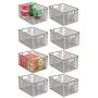 mDesign Farmhouse Decor Metal Wire Food Storage Organizer Bin Basket with Handles - for Kitchen Cabinets, Pantry, Bathroom, Laundry Room, Closets, Garage - 12 Inches Long - 8 Pack - Bronze