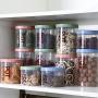 Plastic Storage Jars Airtight With Non-Slip Top Cover,Stackable Food Storage Containers With Scale,Cereal Storage Containers Set,Multifunction,Good Sealing,Blue-700MLx2+900MLx2+1200ML