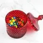 Glas-Schatzgefäße, Candy Jar, Apothekerglasbehälter, Biscuit Barrel, Keksdose, Trockenlebensverpackung Kristallgewebt Hochzeit Buffet-Gläser mit Deckel (Rot, Mittel)