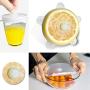 Silicone Stretch Lids, 6 Pack Various Sizes Reusable Silicone Food Covers, Durable Expandable Lids to Keep Food Fresh, for Container, Bowl, Can and Drinking Glass with Expire Date Tracker