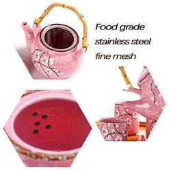 Teapot Ceramic set 850ml Large capacity stainless steel filter 4 cups kettle Water storage jar Green Jasmine Flowers Black Tea Coffee milk,living room,tea lovers,Pink