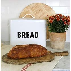 Metal Bread Box - Countertop Space-Saving, Extra Large, High Capacity Bread Storage Bin for your Kitchen - Holds 2+ Loaves - White with Bold BREAD Lettering