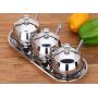 LQQGXLCondiment bottle, jar condiment storage box Spice jar stainless steel sauce tank storage container set kitchen spice storage box