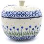 Polish Pottery 4?-inch Apple Shaped Jar made by Ceramika Artystyczna (Water Tulip Theme) + Certificate of Authenticity