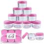 Beauticom 12 Pieces 30 Gram 30 ML (1 Ounce) Round Clear Refillable Empty Plastic Jars with Pink Screw Cap Lids for Storing Loose Powders and Pigments, Makeup and Beauty Samples - BPA Free