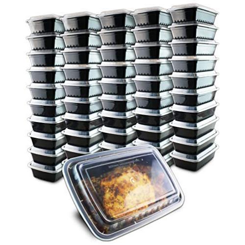 50 Pack- Chefible 38 oz Large Food Storage Container, Bento, Meal Prep, Durable, BPA-free, Reusable, Washable, Microwavable, Perfect for Portion Control!