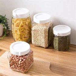Kitchen Food Storage Jar Airtight Food Storage Kitchen Glass Jar Moisture-Proof Home Multi-Purpose Jam Bottle Cruet Glass Sealed Jar Of Jam Jar, Square Beige (Color : Beige Rhombus)
