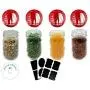 Jarming Collections Glas Gewürzbehälter/Flaschen – Mini Mason Gläser 4 oz. Leere Gewürzbehälter mit Sieb- und Gießbechern, Komplettset mit Kalkgewürz-Etiketten für Kräuter und Gewürze