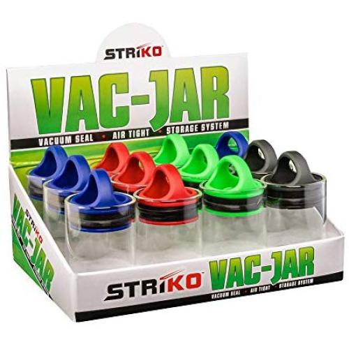 12pc Display - Striko Vac Jar - 3.7" / Assorted Colors