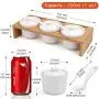Servier Zuckerhutschen Set, 3er-Set Keramik-Lebensmittelfässer mit Bambusdeckel und Keramik-Löffel für Zuhause und Küche, Porzellan-Zuckerbehälter mit Löffel für Zucker, Kaffee, Tee, Gewürze (3-er Set Stil E)