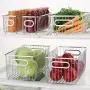 mDesign Metal Farmhouse Kitchen Pantry Food Storage Organizer Basket Bin - Wire Grid Design - for Cabinets, Cupboards, Shelves, Countertops - Holds Potatoes, Onions, Fruit - Long, 2 Pack - Chrome