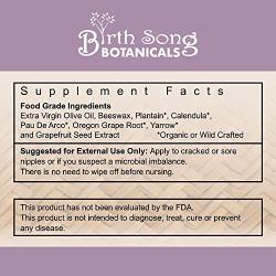 Birth Song Botanicals Organic Nipple Cream for Breastfeeding Mothers,1.5 Ounce jar