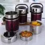 Edelstahldose mit Dichtung, Lebensmittelbehälter, Thermoskanne, Lunchbox, Thermos für Schule, Picknick, Büro, Outdoor, Lila, 2,6L