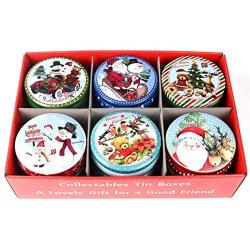 JKLcom Christmas Cookie Tins 12Pack Cookie Tin Box with Lids Empty Cookie Jar Storage Tins Christmas Cookie Gift Tins Round Cookies Food Candy Containers Organizers for Christmas Party Gift Giving