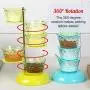 Matoen Crystal Rotatable Seasoning Box Creative Vertical Multi-layer Spice Jars Flavoring Utensils Household Condiments Jars Space Saving Glass Food Storage Jar (Green)