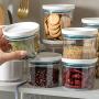 Kitchen Sealed Storage Container,Storage Jars Airtight Plastic With Lids,Stackable,Cereal Storage Container,Large opening design,save space,Waterproof and moisture proof,Pink-550ML