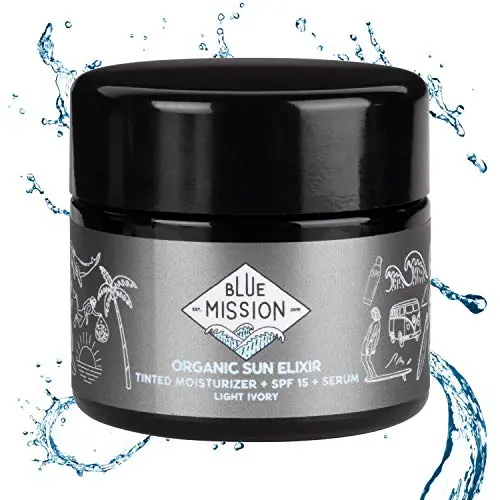 Blaue Mission Vegan Tonverstärker mit SPF - Bio Tonverstärker BB Creme + SPF 15 + Serum - Vegan, Reifensicher & Glasbehälter. Absolut ALLES gut für Ihre Haut und den Planeten! (Helles Ivory)