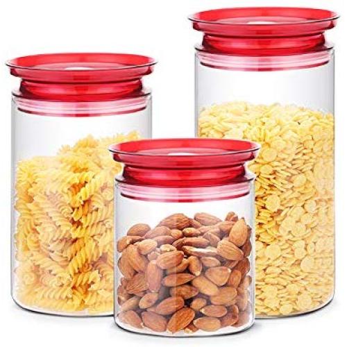WANGLXST Food Storage Container Set, Storage Jar, Pantry Durable Seal Pot Cereal Storage Container Dry Foods Liquids Clear Container, Transparent
