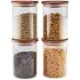 Ensembles de bocaux en verre Essos avec couvercles en bois (4) de 32oz Contenants de stockage étanches et empilables pour la cuisine. Les bocaux peuvent contenir des aliments, des biscuits. Ensembles de bocaux en verre Essos avec couvercles en bois (4) de 32oz Contenants de stockage étanches et empilables pour la cuisine. Les bocaux peuvent contenir des aliments, des biscuits.