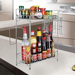 VEFSU 2 Storey Rack Kitchen Bathroom Countertop Storage Storage Box Seasoning Jar Rack (Ship from US)