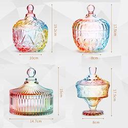 Fresh-keeping Box Home Kitchen, Glass Candy Jar Home European-style Covered Storage Box 4 Colors Optional (Color : D)