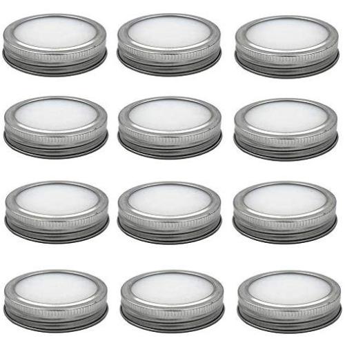 CHBKT 12 Pack Premium Reuseable Mason Jar Silicone Seals Gasket Lids for Regular Mouth Jar, Canning Storage Jars, Leak Proof Sealing Lid Inserts/Liners for Mason Jars, Stainless Steel Bands Included.