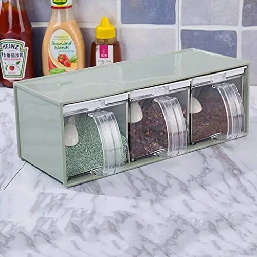 Klare Gewürzspeicher-Set Spice Jar Rack 3pcs Gewürzdose Lagerbox für Pfeffer Kräuter Salz Transparente Gewürzflasche Küchenregal
