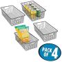 mDesign Modern Farmhouse Metal Wire Storage Organizer Bin Basket with Handles for Kitchen Cabinets, Pantry, Closets, Bedrooms, Bathrooms - 16.25" Long, 4 Pack - Graphite Gray
