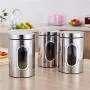 Airtight Window Kitchen Canister,3PCS Stainless Steel Window Canister Tea Coffee Sugar Nuts Jar Storage Set Airtight Window Kitchen Canister,3PCS Stainless Steel Window Canister Tea Coffee Sugar Nuts Jar Storage Set