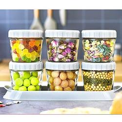 Tree House Glass Storage jar Lids, Versatile Food Storage Canisters Pack of 6 Tray-B 260mlx6