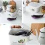 Kitchen Food Storage Jar Airtight Food Storage Storage Crisper Oversized Enamel with Lid Thicken Square Refrigerator Sealed Storage Bowl