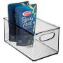 mDesign Plastic Stackable Kitchen Pantry Cabinet, Refrigerator or Freezer Food Storage Bin Container with Handles - Organizer for Fruit, Yogurt, Snacks, Pasta - BPA Free, 10" Long, 4 Pack - Smoke Gray