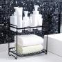 Iron Mesh Standing Spice Rack, 2-Tier Jars Bottle Storage Organizer Shelf Holder for Kitchen Bathroom Countertop