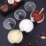 DUDDP Storage Spice lar set Stainless Steel Spice Jars,Storage Condiment Containers with Clear Top Lid Magnetic Spice Tins,Suitable for Restaurant/Kitchen, Etc,Kitchen supplies