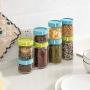 Glass Container Kitchen Food Storage Containers Refrigerator Organizer Sealed Bottle Tea Bean Cereal Food Storage Jar Box Clear,400ml Blue
