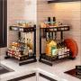 Kitchen shelf organiser Kitchen Spice Stand Countertop Stand 2 Layers Removable Storage Box Jar Bottle Storage Cutlery Stand Black drain rack stainless steel