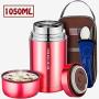 Food flask Hot 1L Insulated 304 Stainless Steel Food Jar with Folding Spoon Storage Bag Multi-Purpose for Food