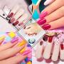 Skymore 36 Colors Nail Gel Art, Nail Pigment UV Gel Set with 36 Small Boxes, No Wipe Base and Top Coat