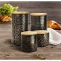 American Atelier Canister Set 4-Piece Ceramic Jars Chic Design with Lids for Cookies, Candy, Coffee, Flour, Sugar, Rice, Pasta, Cereal & More Gold and Black