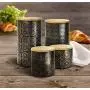 American Atelier Canister Set 4-Piece Ceramic Jars Chic Design with Lids for Cookies, Candy, Coffee, Flour, Sugar, Rice, Pasta, Cereal & More Gold and Black