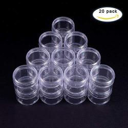 FidgetKute 16~20 Pack Clear Plastic Bead Storage Container Jars with Round Screw-Top Lids 20Pack/30ml