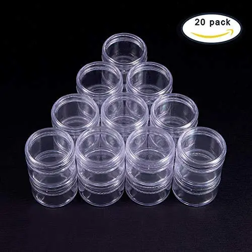 FidgetKute 16~20 Pack Clear Plastic Bead Storage Container Jars with Round Screw-Top Lids 20Pack/30ml FidgetKute 16~20 Pack Clear Plastic Bead Storage Container Jars with Round Screw-Top Lids 20Pack/30ml