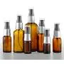 3er Set Leere, Wiederbefüllbare Braune Glas Kosmetik Pumpen Lotion Flaschen Make-up Probierpackung Cremelotion Duschgel Spülung Lagerbehälter Dosierflasche (5ml/0,17oz)
