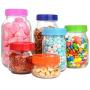 NAQIFU 16 Pack Colored Plastic Mason Jar Lids with 8 Regular Mouth 70mm & 8 Wide Mouth 86mm Recyclable Plastic Storage Caps for Ball Kerr Jar Lids