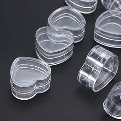 QXcom 60 Pcs 4ml Empty Clear Plastic Heart Shape Cream Pot Jar Box Plastic Refillable Cosmetic Jars Bottle Makeup Cosmetic Container Case with Lid Cream Lotion Eye Shadow Lip Balm Jewelry Storage