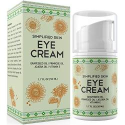Nourishing Eye Cream for Dark Circles, Fine Lines, Sagginess & Puffiness. Best Under & Around Eyes Moisturizing Treatment with Organic Jojoba oil, Vitamin E & Witch Hazel by Simplified Skin 1.7 oz